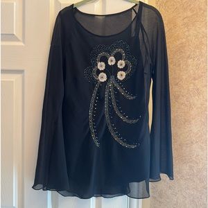 Papell Boutique Women’s L Vintage Intricate Embroidery Evening Wear Top